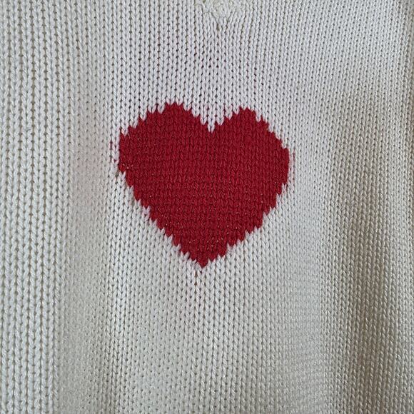 Bloom Chic Knit Sweater Red Heart Fringe Hems/cuff Size 14 - Picture 6 of 13